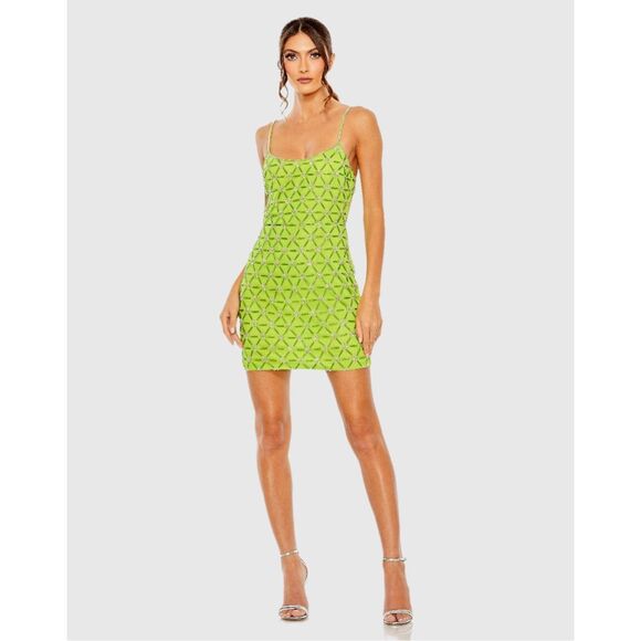 MAC DUGGAL SCOOP NECK EMBELLISHED MINI DRESS - Picture 1 of 11